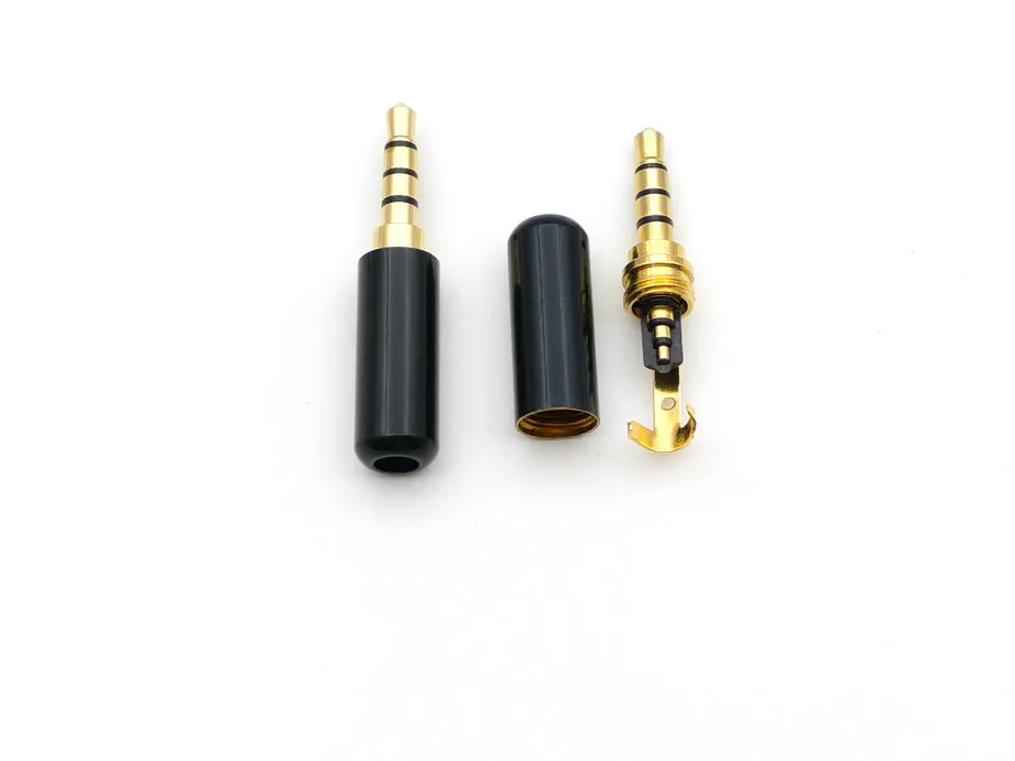 100pcs BRASS 1/8" 3.5mm male 4 pole stereo plug Repair Headphone Cable Solder CONNECTOR New