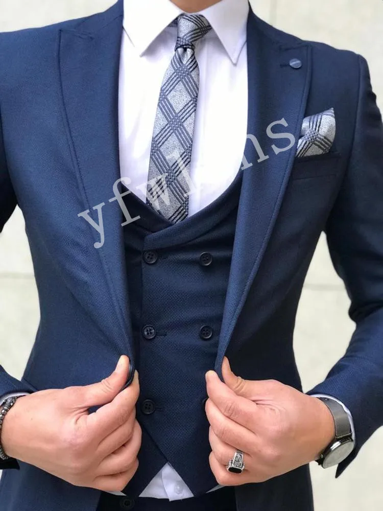 

Handsome Groomsmen Wool blend Groom Tuxedos Mens Wedding Dress Man Jacket Blazer Prom Dinner (Jacket+Pants+Tie+Vest) A187