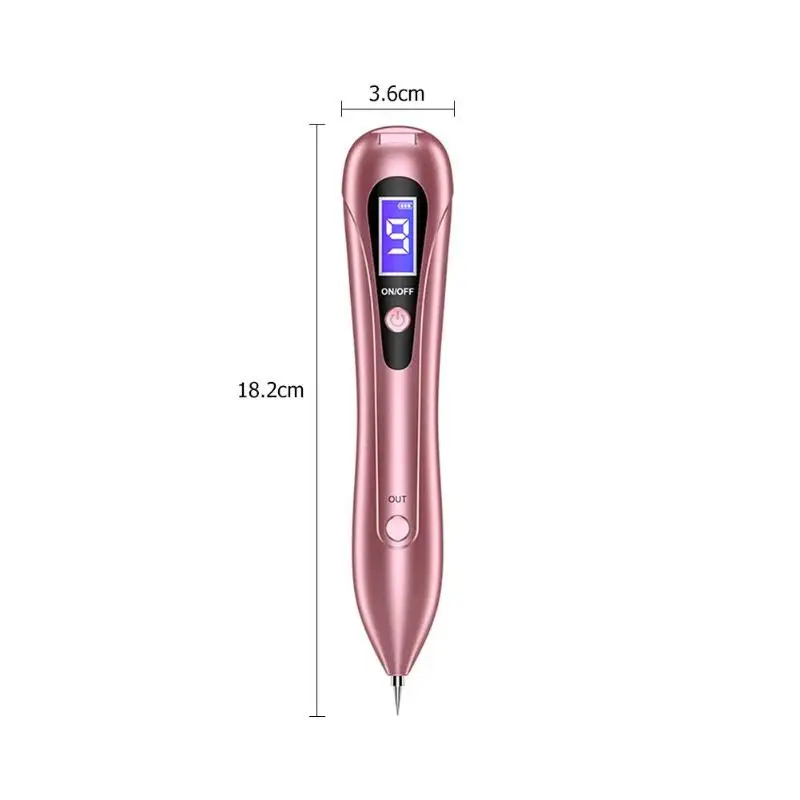 LCD 9 Gear Laser Mole Removal Pen Acne Dark Spot Wart Nevus Tag Plasma Women Face Beauty Skin Care Machine - Цвет: Rose Gold