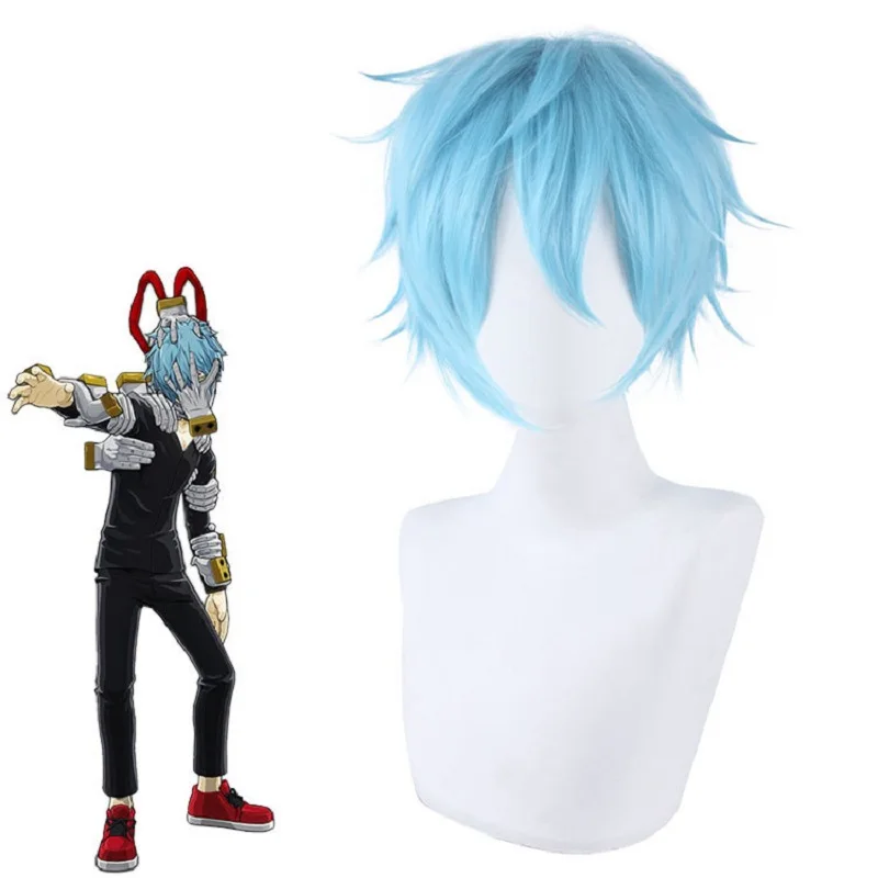 My Hero Academia Shigaraki Tomura Wig Cosplay Costume Boku no Hiro Akademia 35cm Short sky blue Synthetic Hair Halloween Wigs |