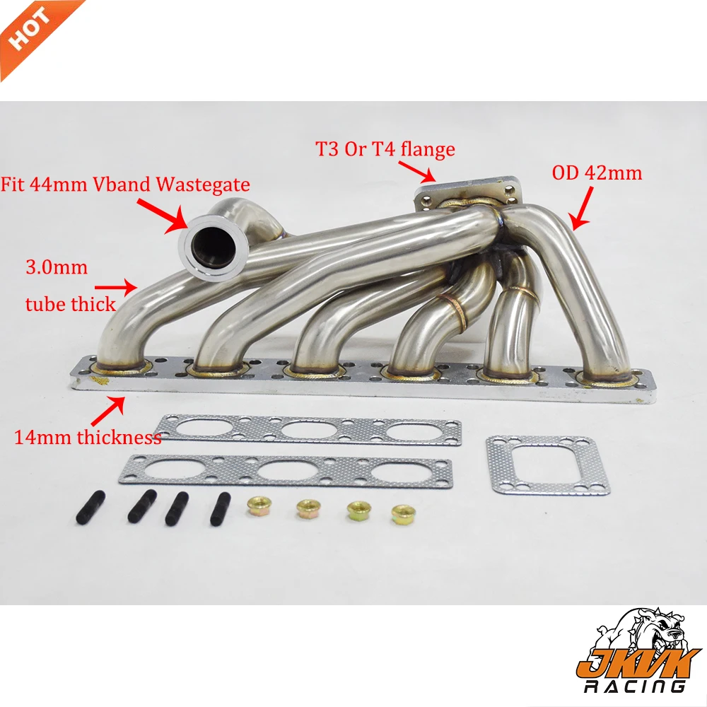 JKVK RACING SS321 T3 3.0mm thick 42mm OD Top Mount Turbo Manifold For 24V M50 M52 M54 S50 S52 E30 E34 | Автомобили и мотоциклы