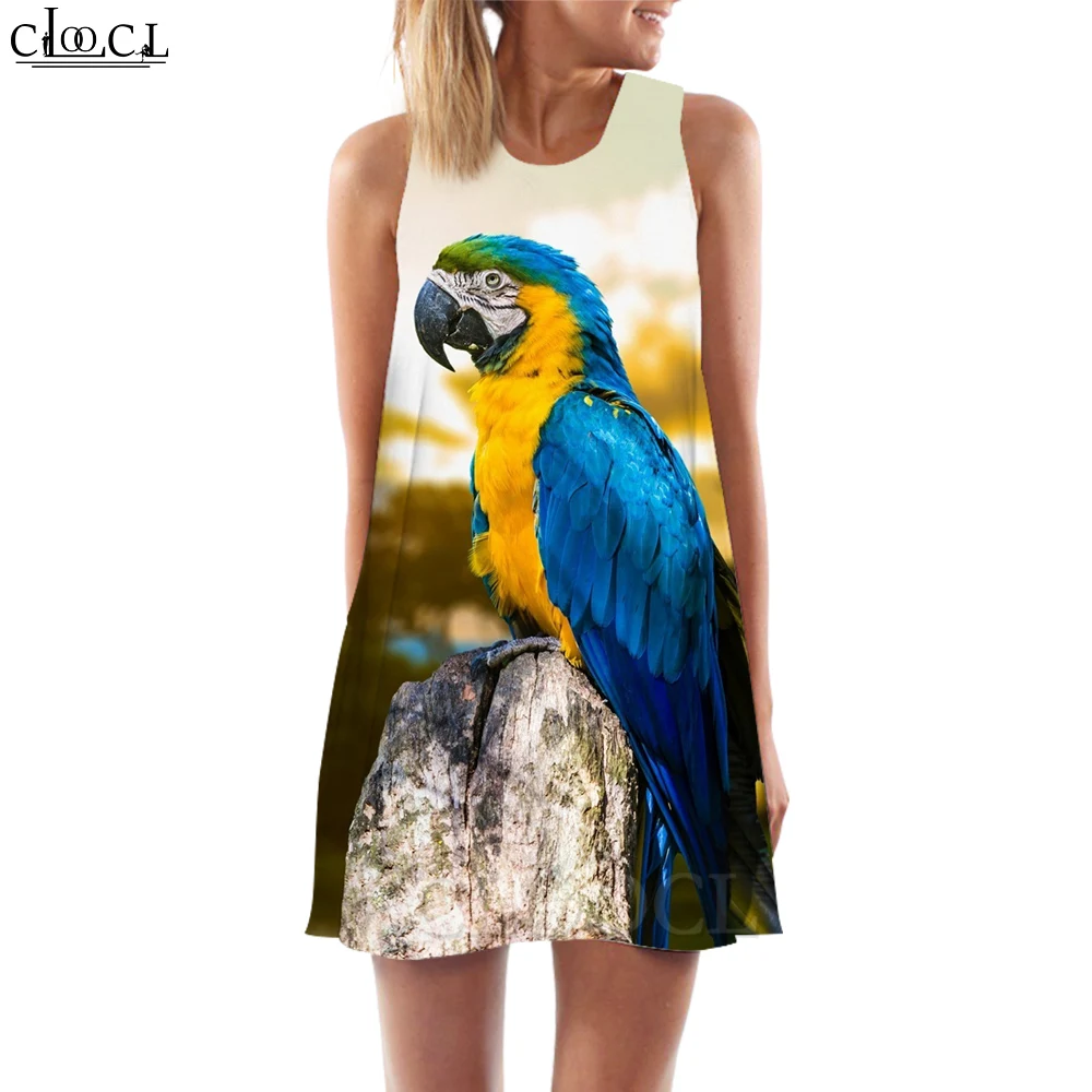 CLOOCL Women Tank Top Dress Beautiful Macaw 3D Printed Parrot Printed Dress Short Vest Daughter Clothing Sleeveless Street Dress party dresses Dresses