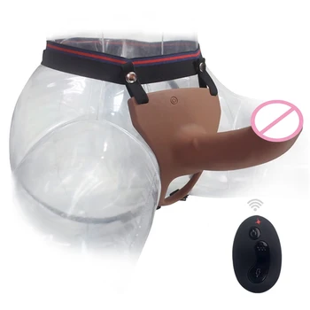 APHRODISIA Remote Control Hollow Strapon Dildo Vibrator for Men, Gay Male Penis Extension Vibrating Strap on Dildo with Harness 2