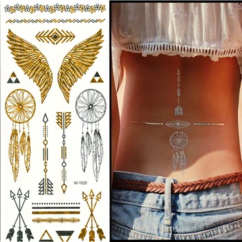 

24PCS Beauty Sexy Women Body Arm Art Gold Metallic Sticker Chain Bracelet Fake Jewelry Waterproof Temporary Tattoo US STOCK