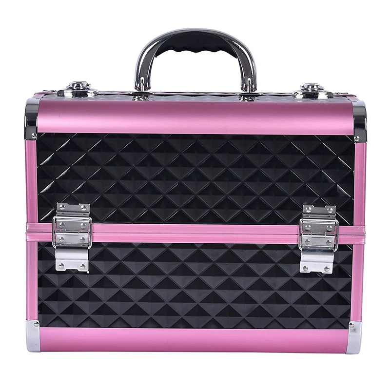 Pink black Многоэтажная коробка для макияжа, профессиональный косметический костюм, чехол на плечо, коробка для косметики, косметический макияж, органайзер, чехол для туалетных принадлежностей, большой контейнер - Цвет: Pink black