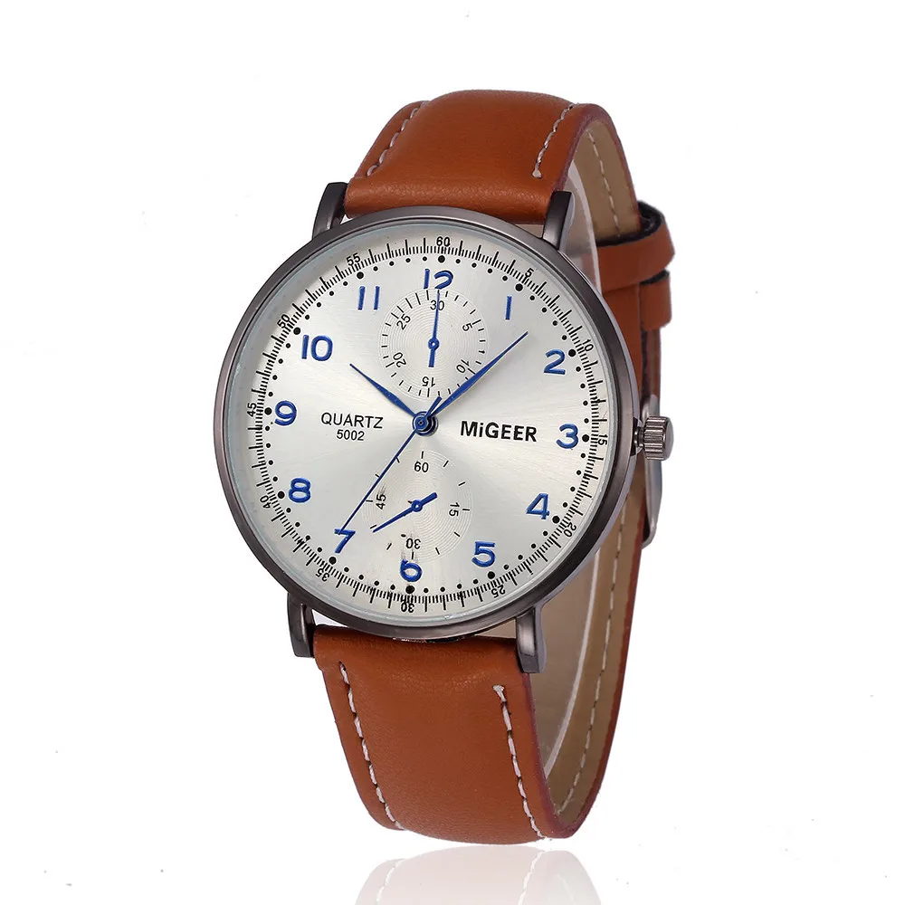 

MIGEER Men Watches Fashion Casual Men Watches Leather Band Quartz Wristwatches Men Sports Watches mannen horloge reloj hombre