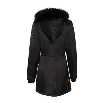 Женское зимнее плотное теплое пальто женское осеннее с капюшоном из хлопка с мехом размера плюс Базовая куртка Верхняя одежда приталенная Длинная женская - Цвет: black