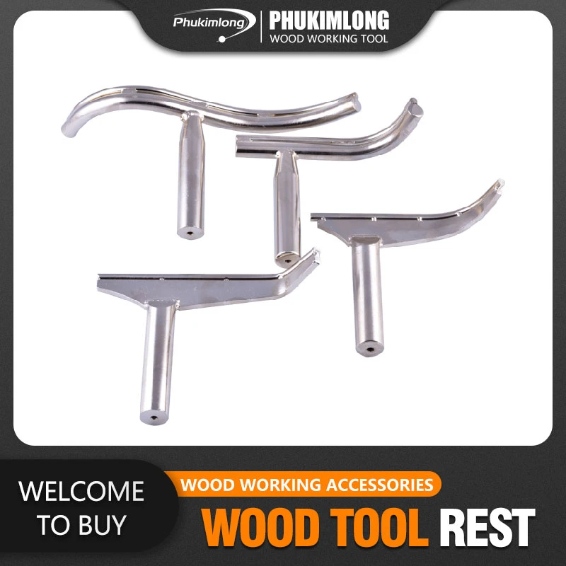 Curved Lathe Tool Rest For Wood Turning - 5/8" Post, S-Shaped For Bowl Turning, Cast Iron
