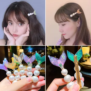 

South Korea INS Mermaid Pearl Headband GIRL'S Bang Clip Edge Clip Headwear and Hairpin Online Celebrity 2020 nian New Style