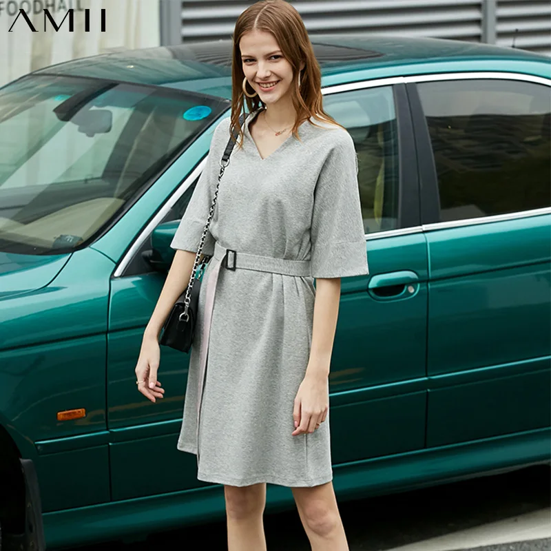 Amii Minimalism Women's Summer Dress Fashion Oneck Printed Aline Women's Vintage Dress Causal Women's Dress 12140490