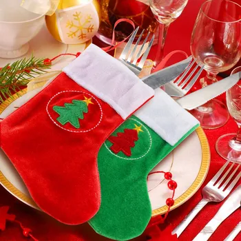 

Christmas Stocking Tableware Fork Holder Sack Cutlery Christmas Bags Home Decor christmas decorations for home christmas gift