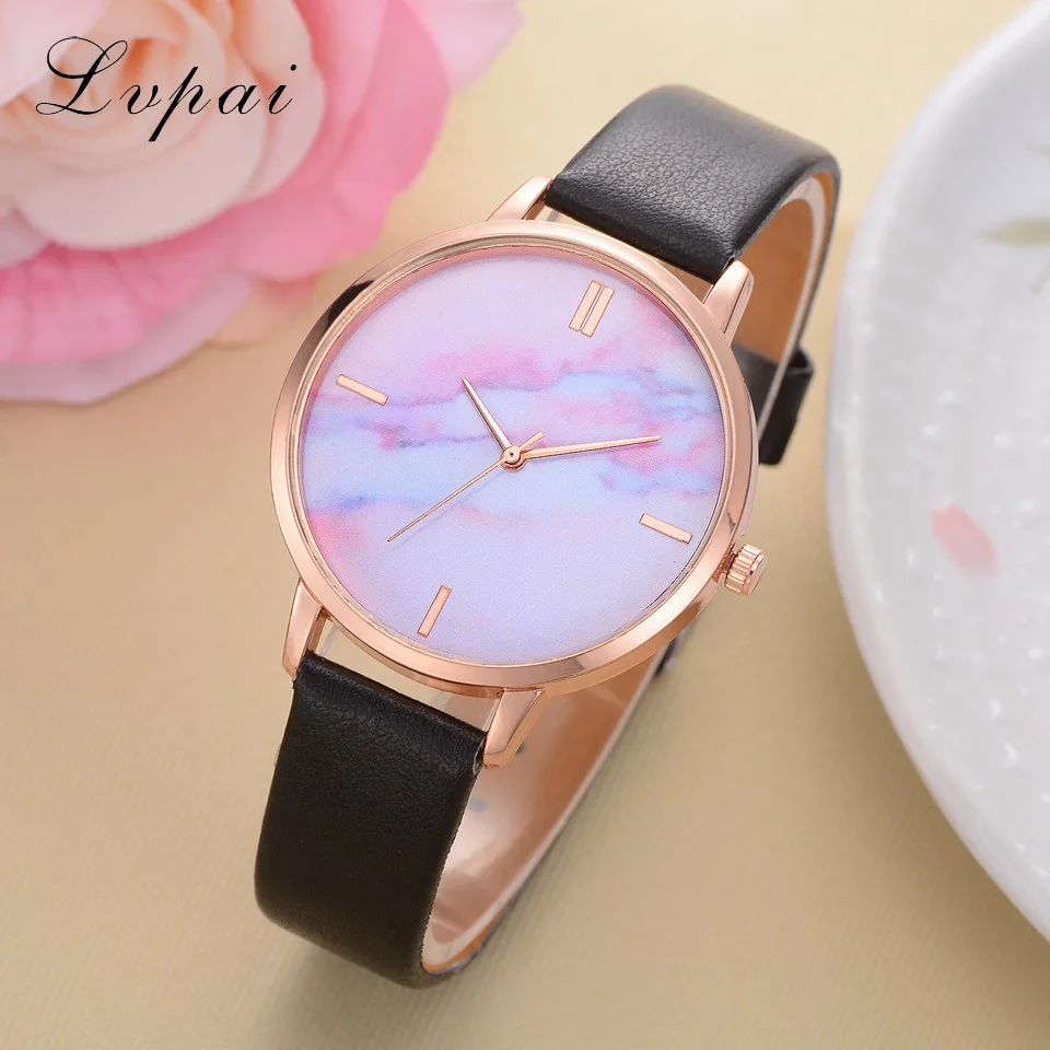 Lvpai брендовые роскошные женские часы кожаные мраморные часы с нарядным циферблатом женские часы в подарок кварцевые наручные часы женские
