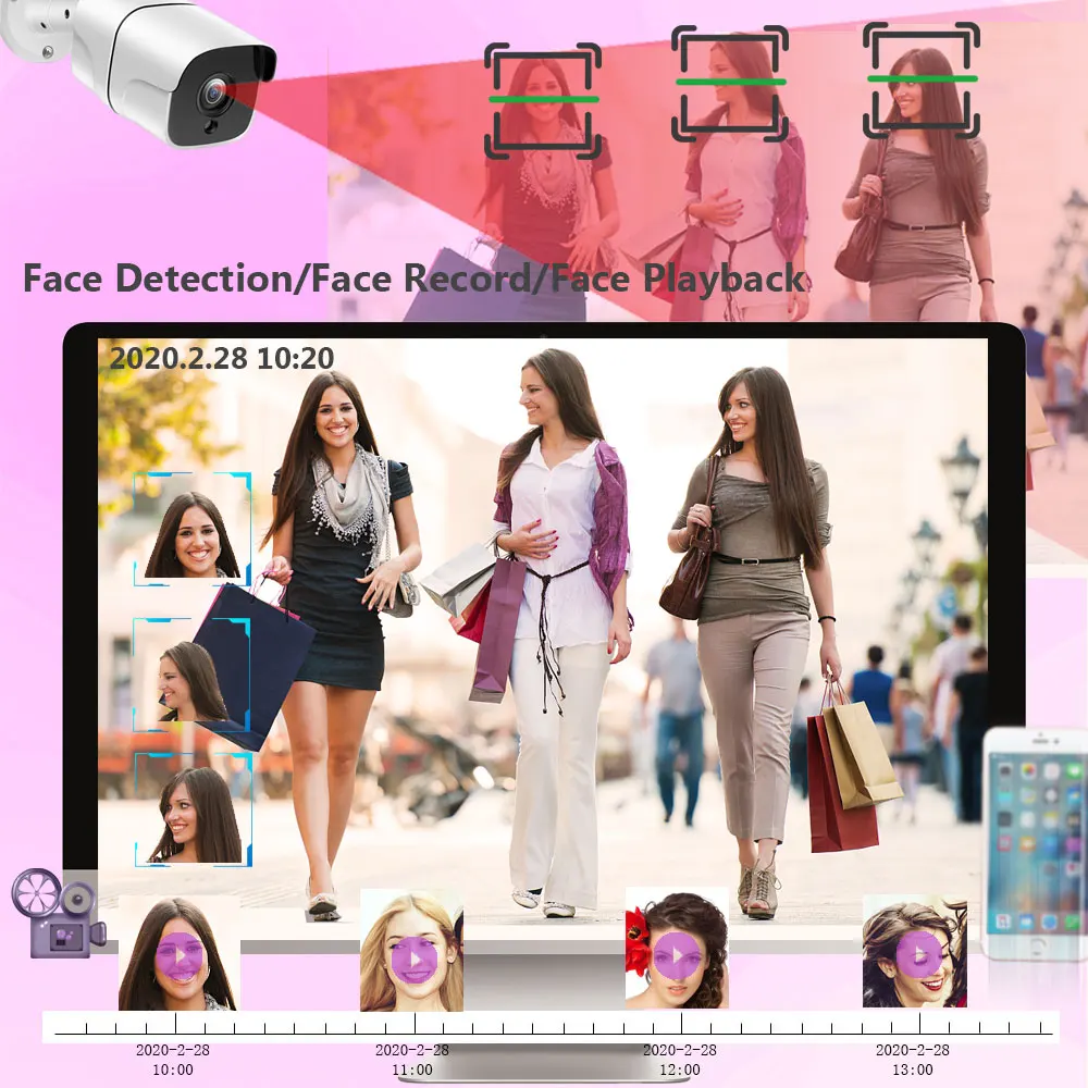 Plug and play POE NVR 4CH Xmeye CCTV Face Identify System Audio 5MP Bullet POE IP Camera IR Day/Night Security Surveillance Kits