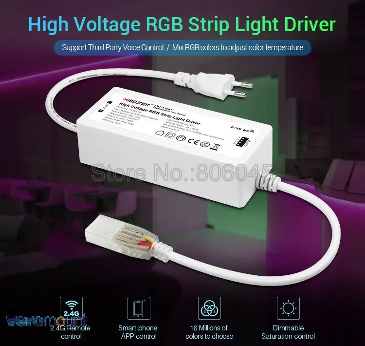 MiBOXER POW-LH1 высокого напряжения RGB Светодиодные полосы света драйвер вход AC220V выход DC215V Макс. 400 Вт Поддержка 2,4 г дистанционное/Alexa управление