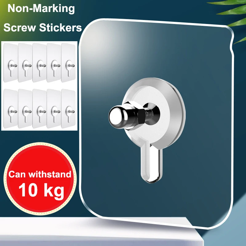 10 Uds Punch-gratis tornillo pegatinas de pared imagen no-Marca gancho Invisible sin dejar huellas foto percha de baño de cocina gancho