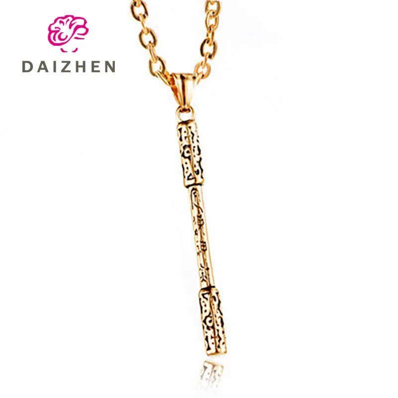 

Vintage Monkey King Bar Pendant Necklaces For Men Hip Hop Metal Stick Necklaces Sweater Gold Silver Chain Jewelry Holiday Gift