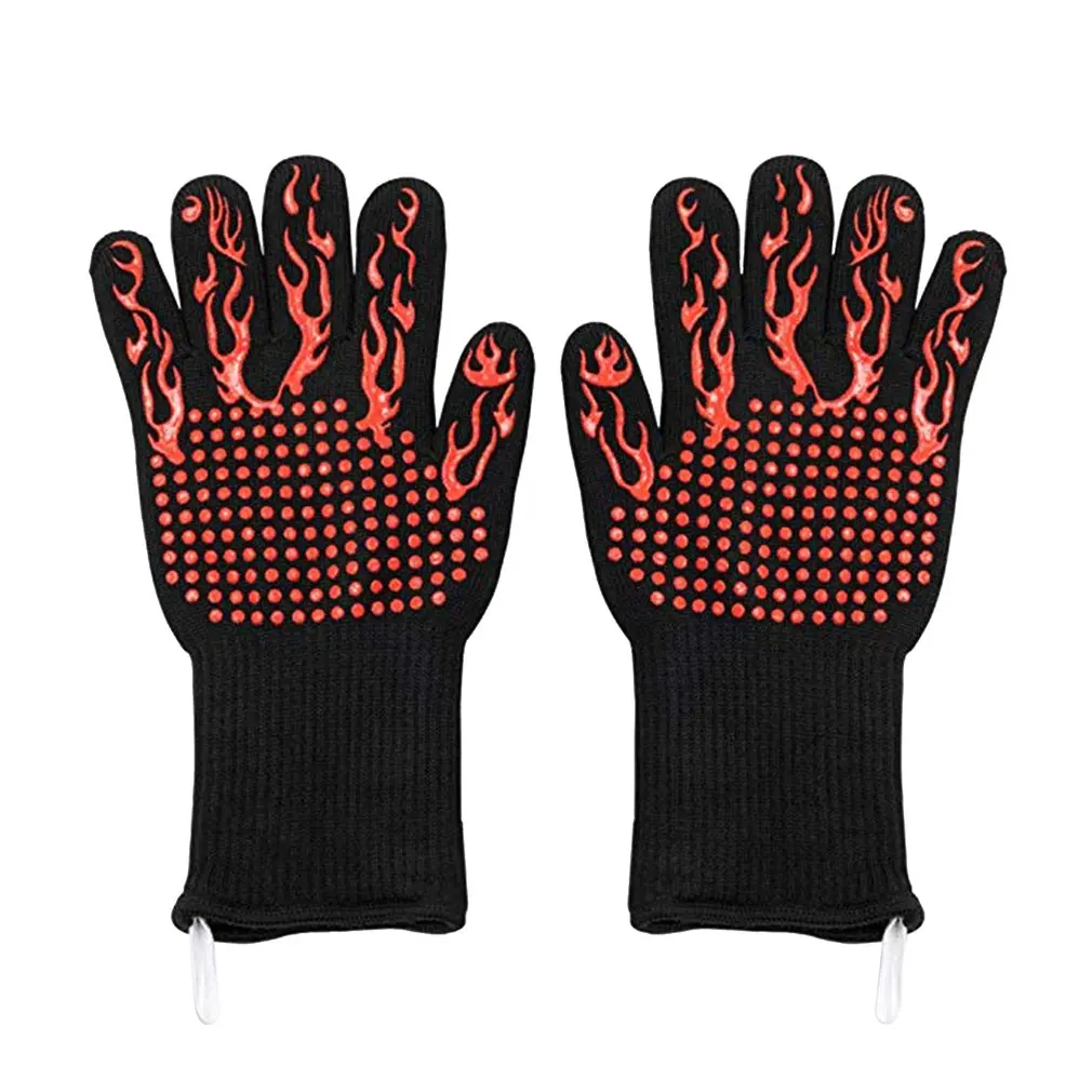 

Kitchen Gloves Non-Slip Silicone Dot Oven Mitts 300 Centigrade Heat Resistant Cooking Baking Grilling 1Pair Oven Gloves