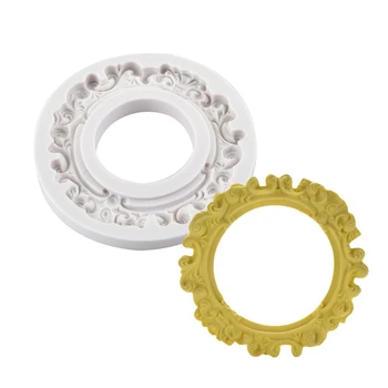 

DIY cake decoration fondant silicone mold Round frame photo frame European style retro silicone mold