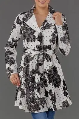 

Ladies personality blue and white porcelain print thin windbreaker for ladies slim windbreaker
