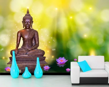 

Papel de parede Buddha water lotus 3d wallpaper mural,living room bedroom wall papers home decor restaurant mural