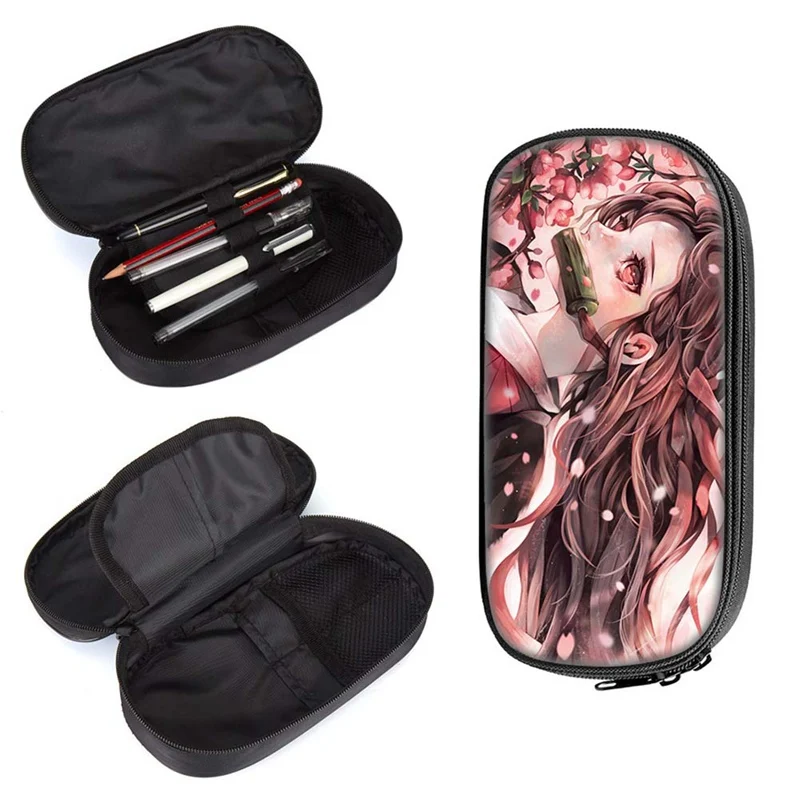 

Anime Demon Slayer Kimetsu No Yaiba Cute Printed Big Capacity Zipper Pen Bag Pencil Case Stationery School Supplies Gift 1Pcs
