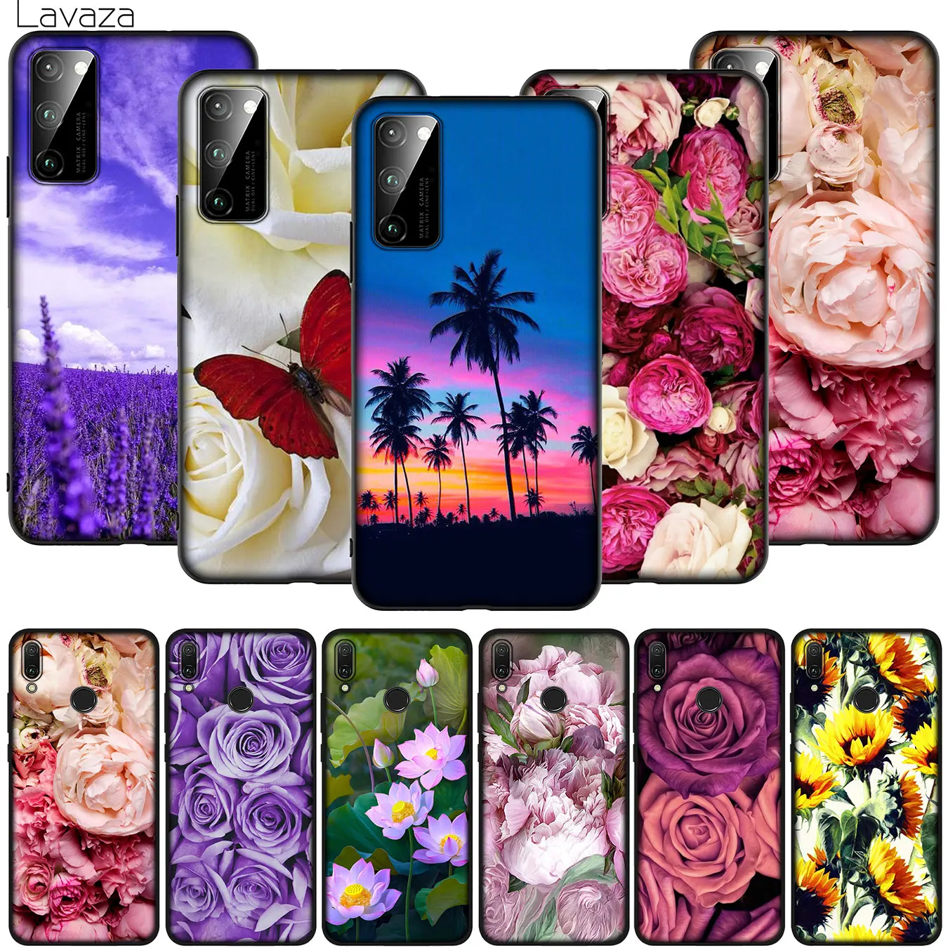 infinity on Purple Lotus flower peony Soft Case for Huawei Y9 Y6 Y7 Prime Honor 20 20S 10 9X 9 8 Lite 8C 8X 8A 7X 7C 7A Pro |