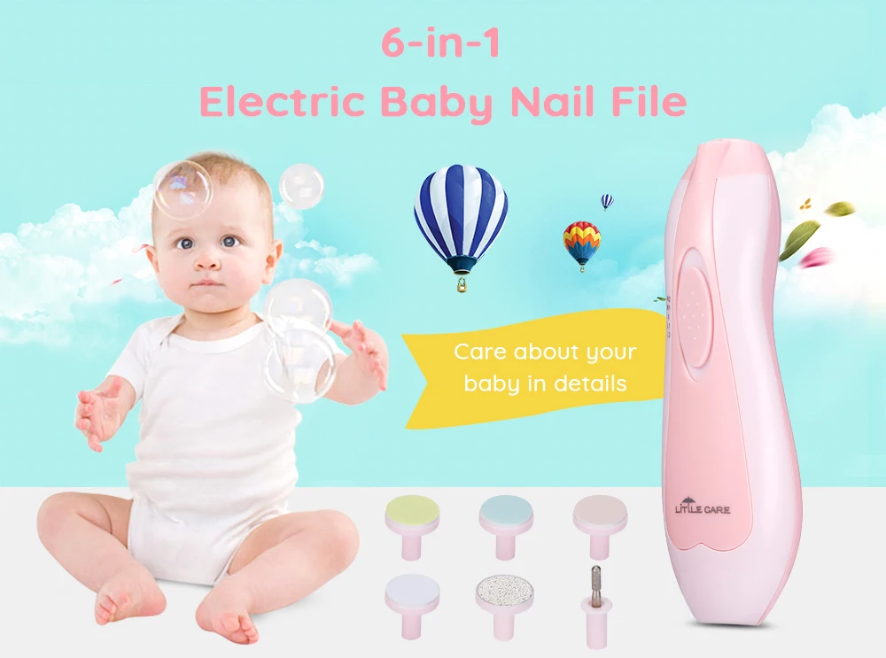  6-in-1 Baby Nail File for Toes and Fingernails Electric Manicure Set