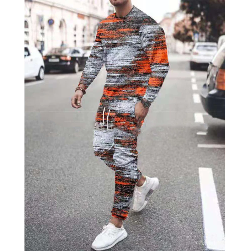 Autumn Tracksuit Men's Digital 3D Lion King Print Men's Hoodie Long-Sleeved sweater + Pants Sets Men's Sportswear Men's Suit men's loungewear sets