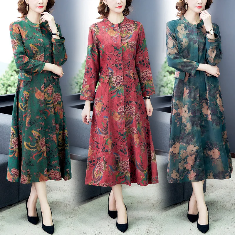 

Important Silk Dress Silk Silk Spring And Autumn New Style Women's Wedding Festive Middle-aged Middle-aged Women Dress