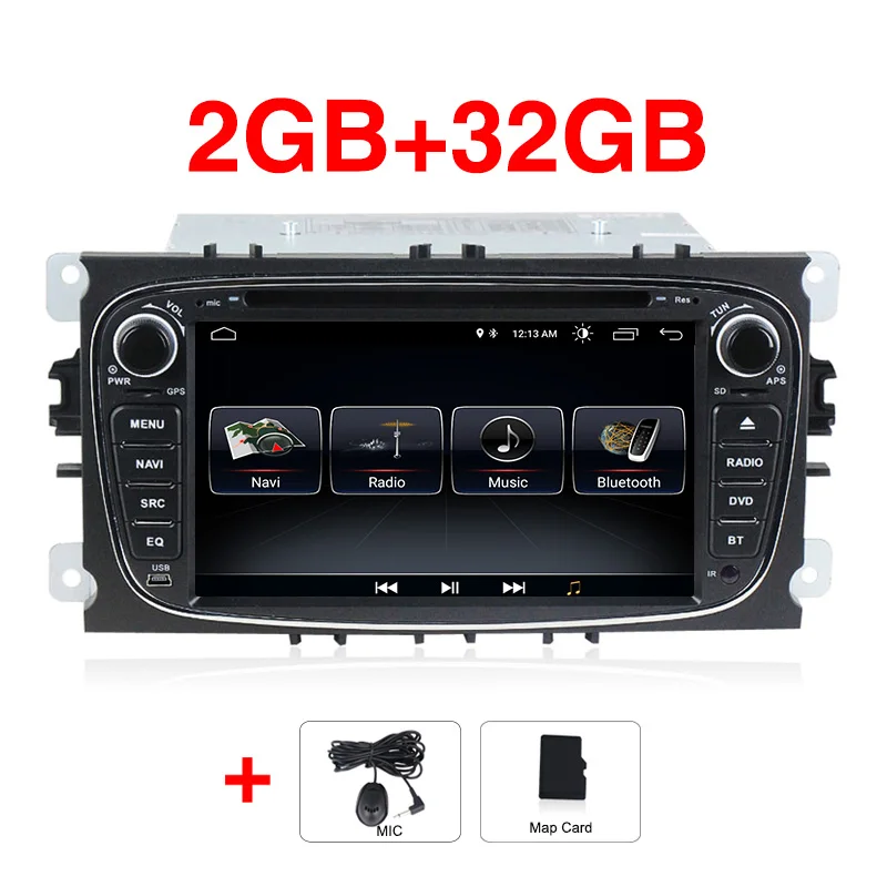 32G black MEKEDE Android 9 автомобильный dvd-плеер gps навигация для Ford Focus Mondeo Galaxy с аудио Радио стерео головное устройство - Цвет: 32G black