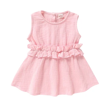 

Baby Princess Dress For Girls Sleeveless Cotton Pink Dresses For Girl Vacation Picnic beach Kids Summer Clothing For Girl D30