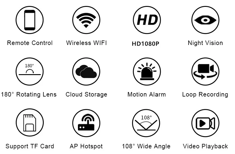 Graus de Ângulo e Visão Noturna para Proteção do Bebê Cuidados com o Bebê Md90s com Wi-fi Câmera com 180 Mini Câmera Gravador Hd1080p dv - Image 6