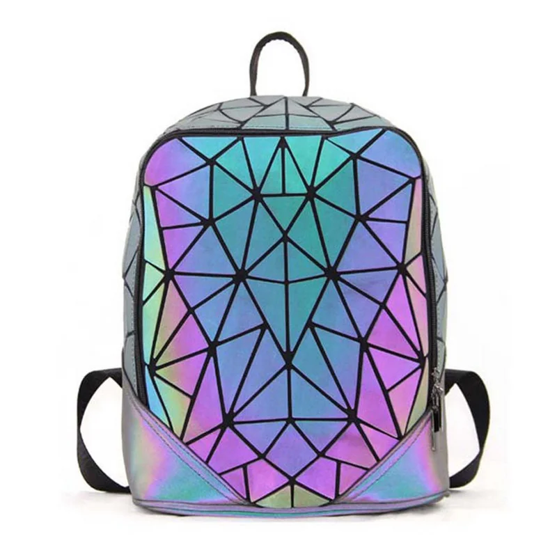 

Oeak Waterproof Acrylic Backpack for Teenage Women's Fashion Backpack Internal coin pocket Travel Backpacks Luminous geometric P
