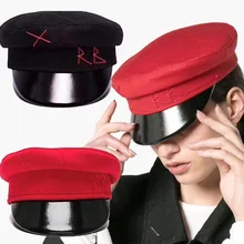 

Autumn And Winter The New Europe and America Classic Pin Pi Woolen Cloth Newsboy Hat RB Navy hat Keep warm Peaked cap