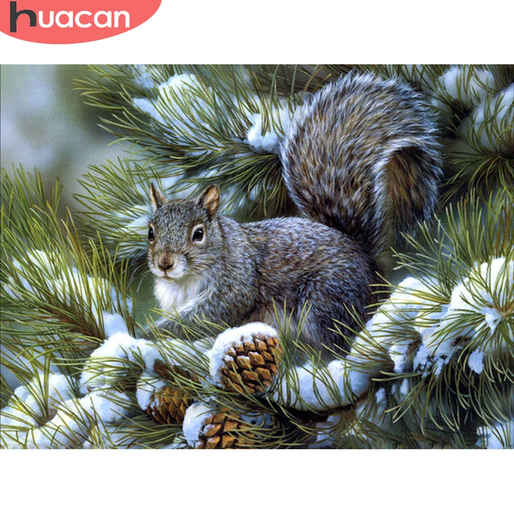 HUACAN Diamond Painting Squirrel Art Embroidery Animal Mosaic Handmade Home Decoration Gift | Дом и сад