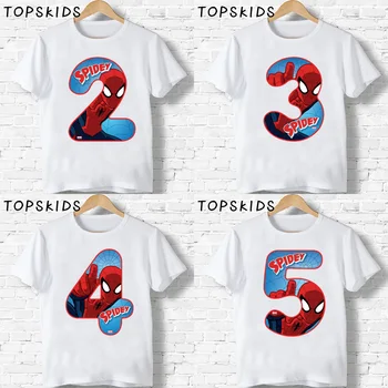 

2020 Kids Marvel Avengers Clothes Baby Boys Birthday Number 1~9 Spiderman Cartoon T shirt Girl T-shirt Children's Gift,HKP2429