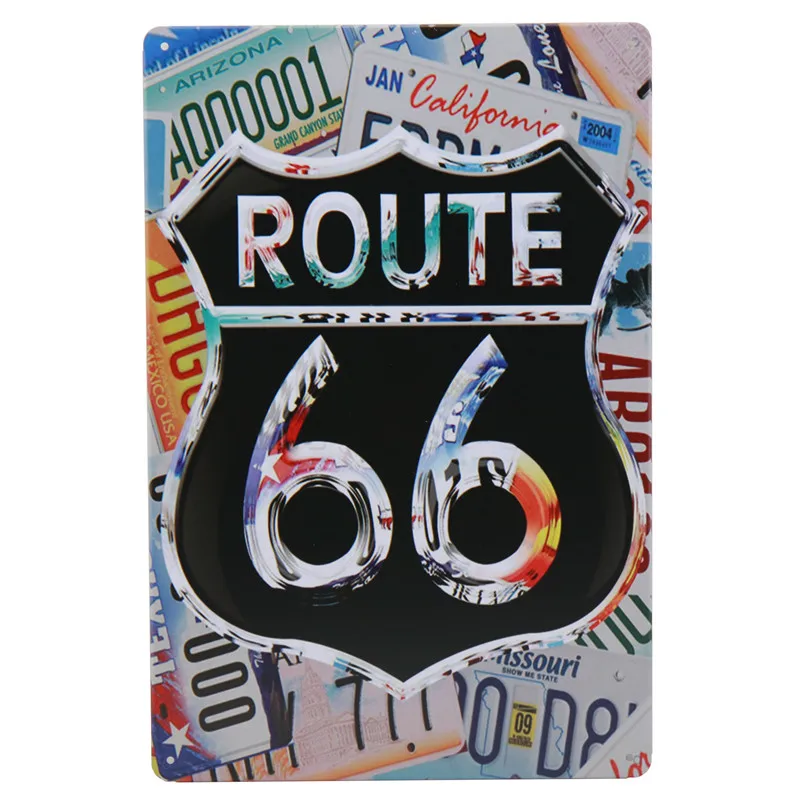 E Номерной знак, металлическая пластина, номер автомобиля, Route 66, оловянные знаки, наклейки для бара, домашний декор, металлический гаражный знак, живопись, таблички 8x12 дюймов, H17 - Цвет: E