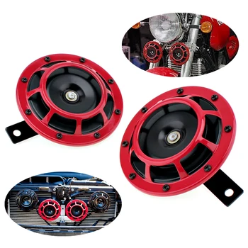 

2pcs Red 12V Super Loud Grille Mount Trumpet Compact Electric Blast Dual Tone Horn for Car / Motorcycle