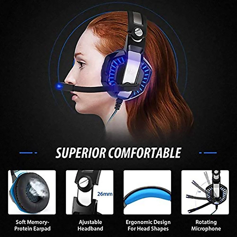 Over ear Gaming Calling Headphones Light Computer 2 LED with Microphone for G200 Gen Outdoor Enjoyable Earphone Ornament