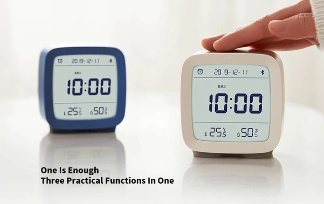 Gadgetoo Xiaomi Youpin Qingping Bluetooth Alarm Clock Temperature Humidity Monitoring Night Light 3 In 1 With App Contro
