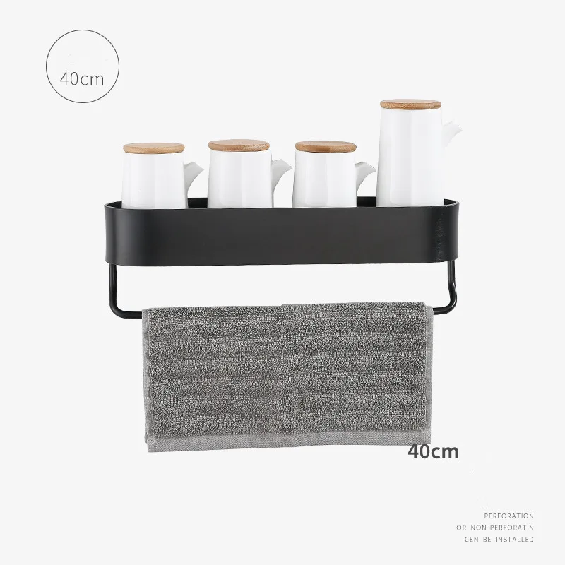 40cm black with bar Полка для ванной комнаты Алюминиевая душевая полка для ногтей душевая полка черный серебристый стойка для хранения всасывания стойка для хранения корзины аксессуары для ванной комнаты - Цвет: 40cm black with bar