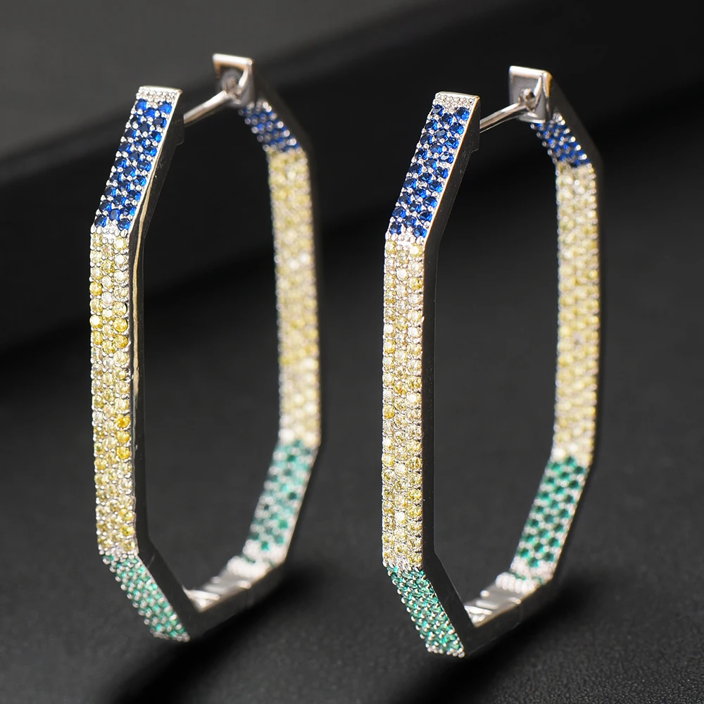 GODKI, 40 мм, роскошные геометрические массивные серьги-кольца для женщин, свадебные геометрические серьги с натуральным цирконием, нигерийские серьги-кольца