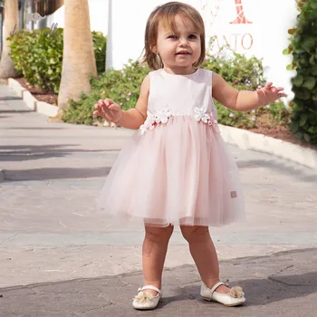 

DBS12716 dave bella summer baby girl's princess floral appiliques mesh dress children party dress kids infant lolita clothes