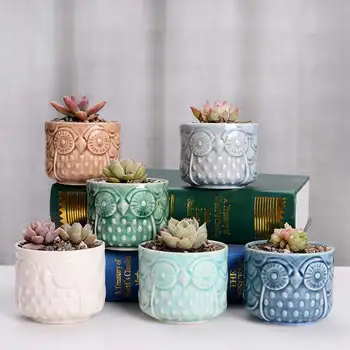 

Ceramic Garden Flower Pots Planter 6Pcs/Set Tabletop Owl Succulent Pots Bonsai Nursery Pots Garden Balcony Decoration Holder