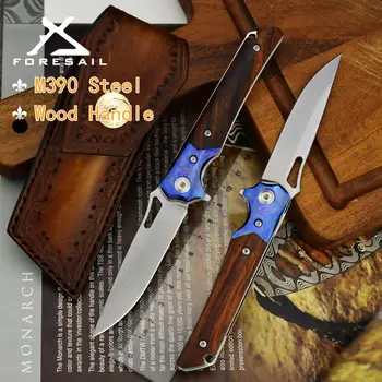 

FORESAIL- M390 Steel folding knife Pocket Knife Outdoor Sharp Tactical Knives 3.9" wood Handle Knives KVT ball bearings EDC