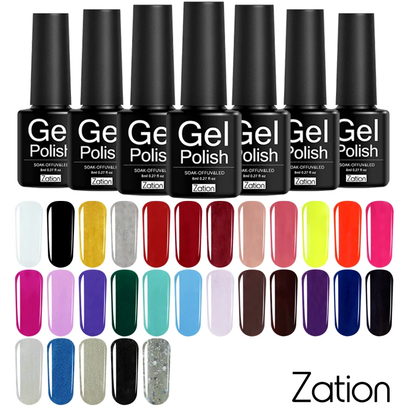 

Zation Gel Nail Polish 8ml Nail Art DIY Design Gel Polish Colorful Series Soak Off UV Varnish Permanent Top Color Nail Lacquer