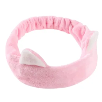 

Cute Cat Ear Headband Soft Bath Wash Makeup Hairband for Makeup Shower Washing Face Head Wrap Elastic Headwear Tool