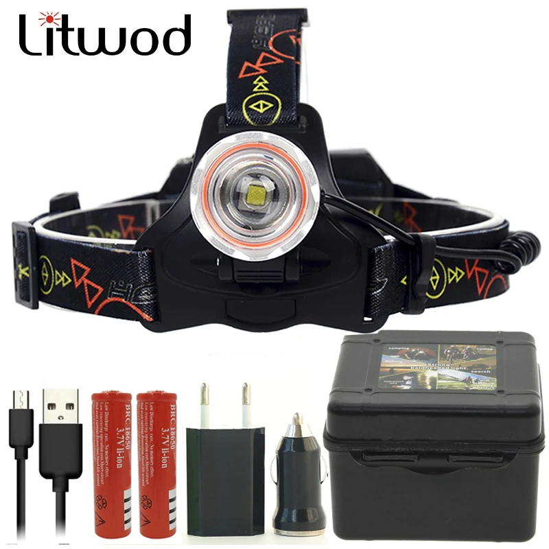 Налобный фонарь Litwod Z207306 светодиодный с зумом 5 лм 18650 AA|Налобные LED-фонари| |