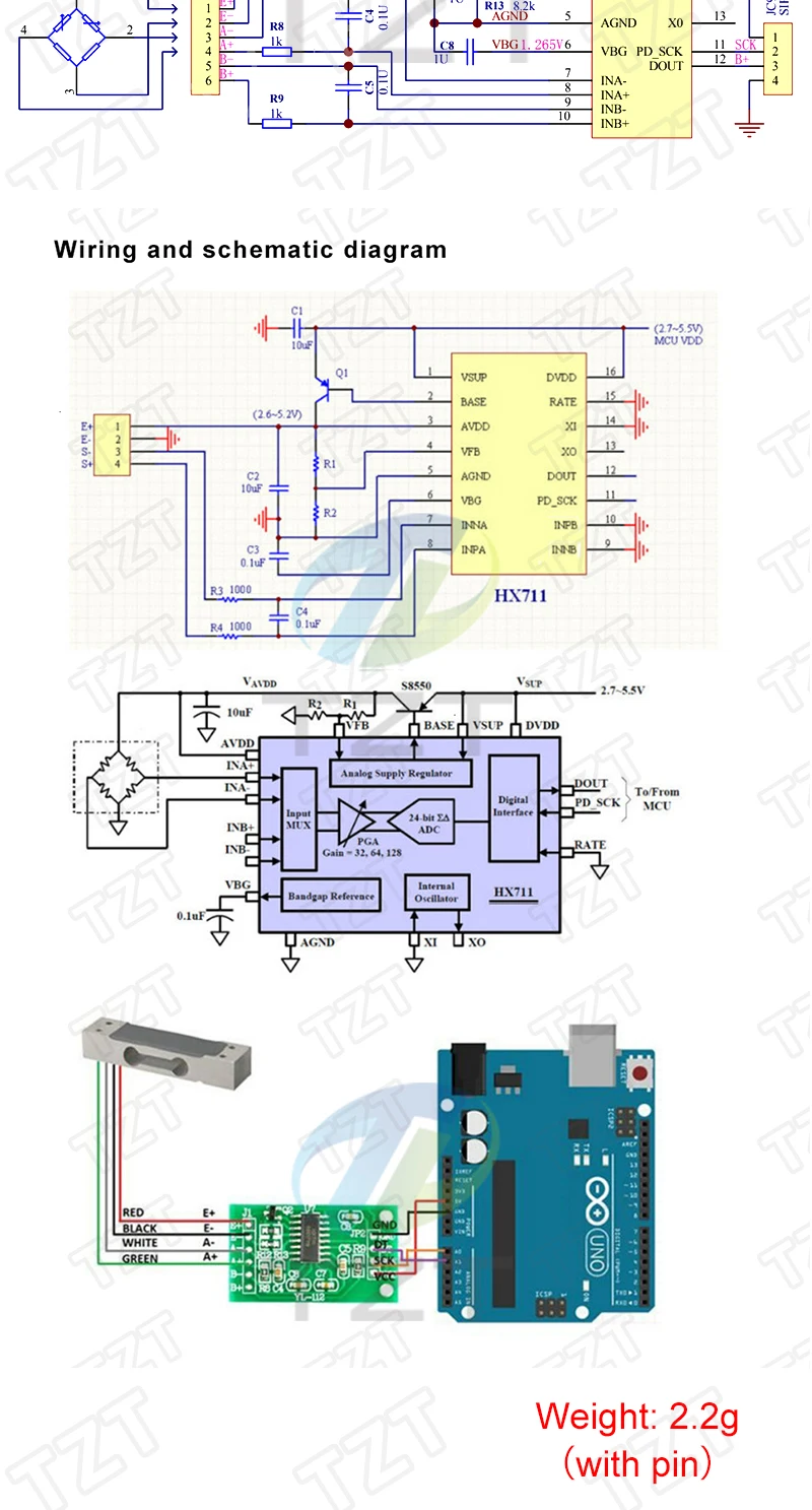Wägezelle 1KG 5KG 10KG 20KG HX711 AD Modul Gewichtssensor Elektronische Waage Aluminiumlegierung Wägedrucksensor für Arduino – Detail 7