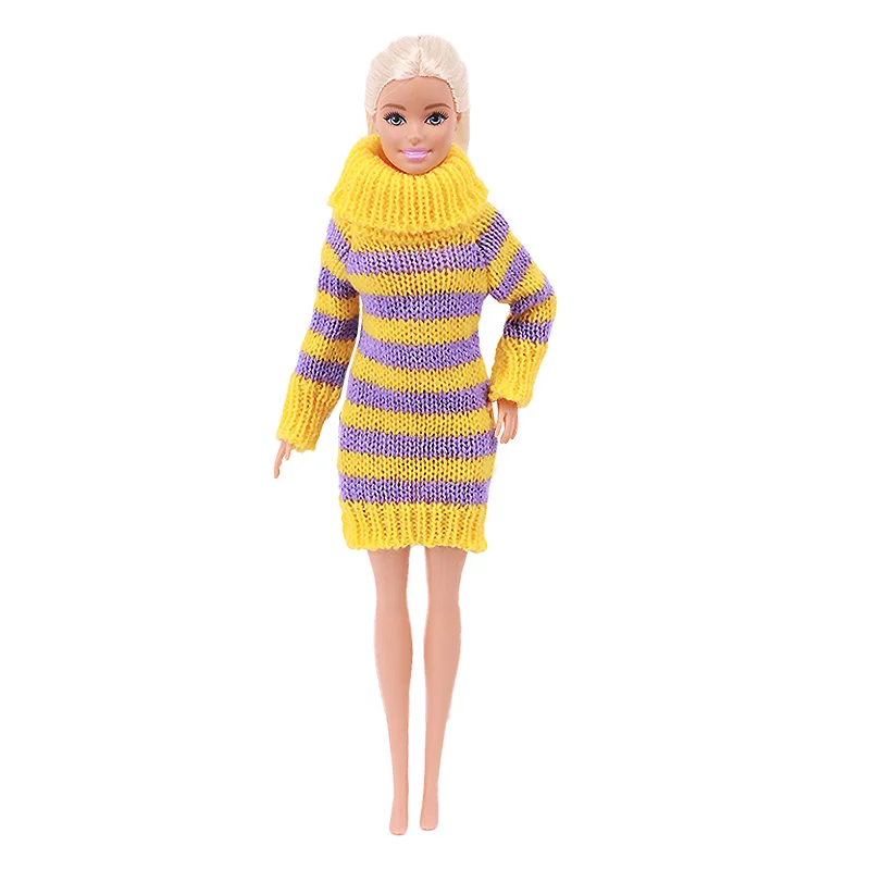 Barbies Doll Handmade Knitted Pure Cotton Sweater Dress Doll Clothes Accessories for Barbies Doll 11.5 Inch&30cm 1/6 Bjd Blythe 4